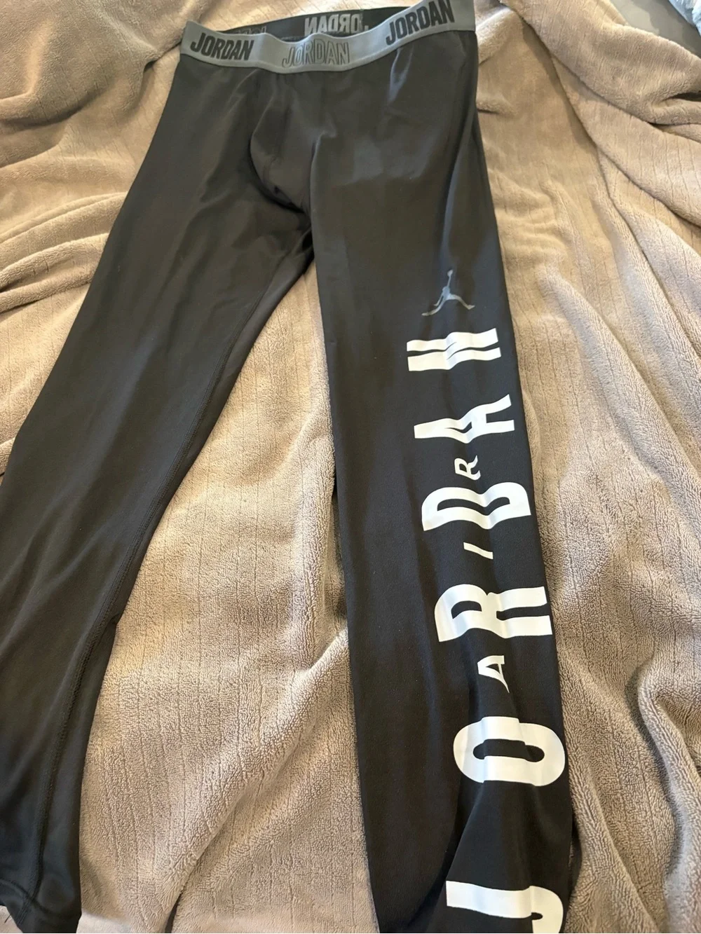 Jordan Black Leggings with White Logo Striping
